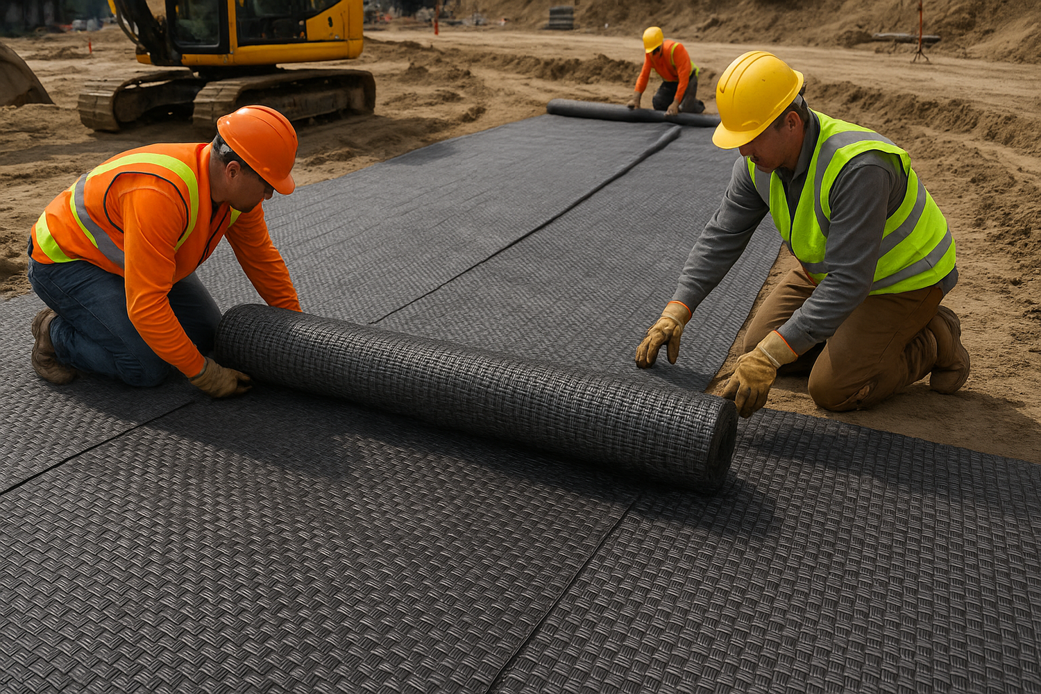 Geotextile fabric woven installing